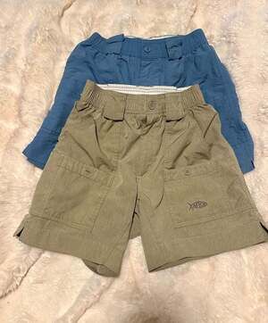 Lot of 2 AFTCO Youth  Fishing Shorts Blue & Khaki/ Size: L(28)